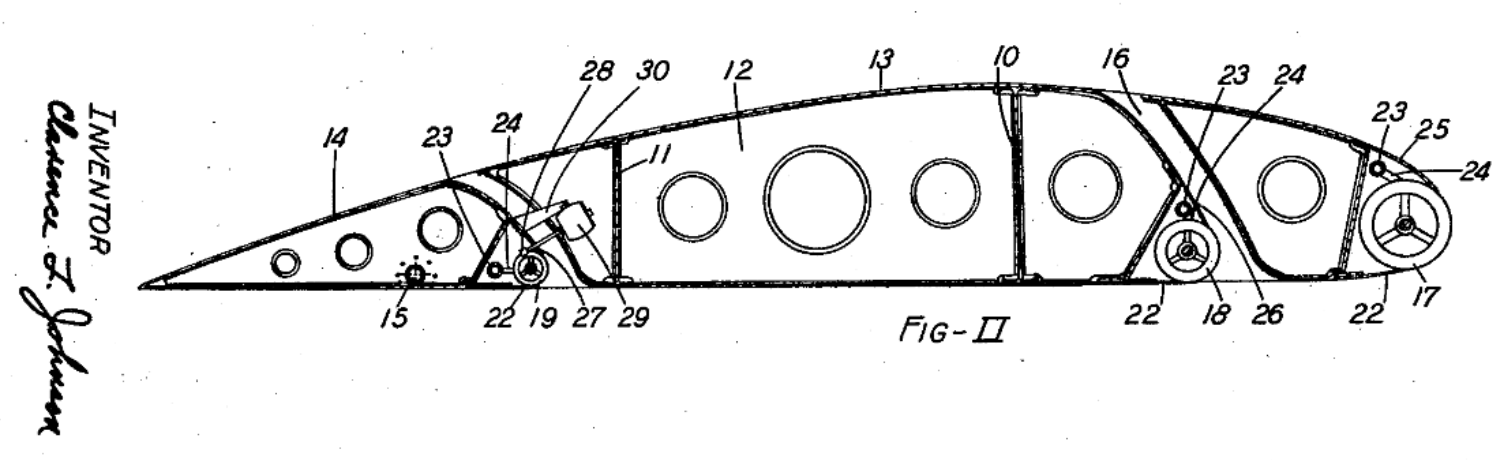 Figure II. A cross-section of a wing with a rotating cylinder that forms the leading edge. Similar mechanisms are provided for the leading edge slat, fixed wing, and aft flap.